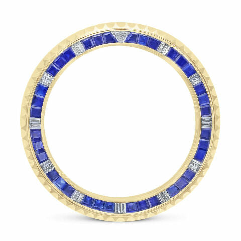 4.5CT SAPPHIRE & DIAMOND ALTERNATING BEZEL FOR ROLEX SUBMARINER, GMT MASTER 2 YG