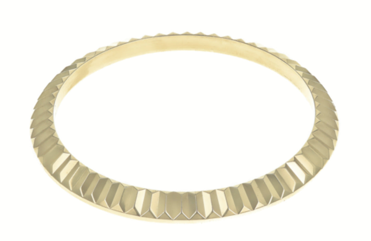 LADIES 14KY GOLD FLUTED BEZEL WATCH PART FOR ROLEX NO DATE 24MM
