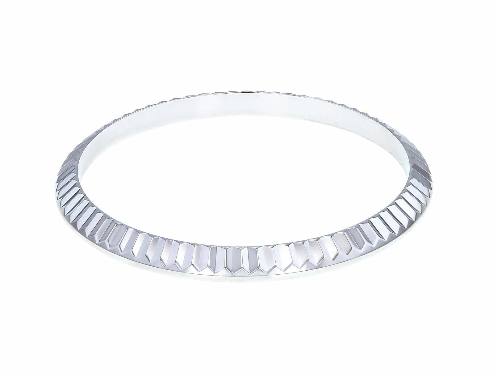 MIDSIZE 18K WHITE GOLD FLUTED BEZEL PART FOR ROLEX 31MM 68159, 78159, 78279