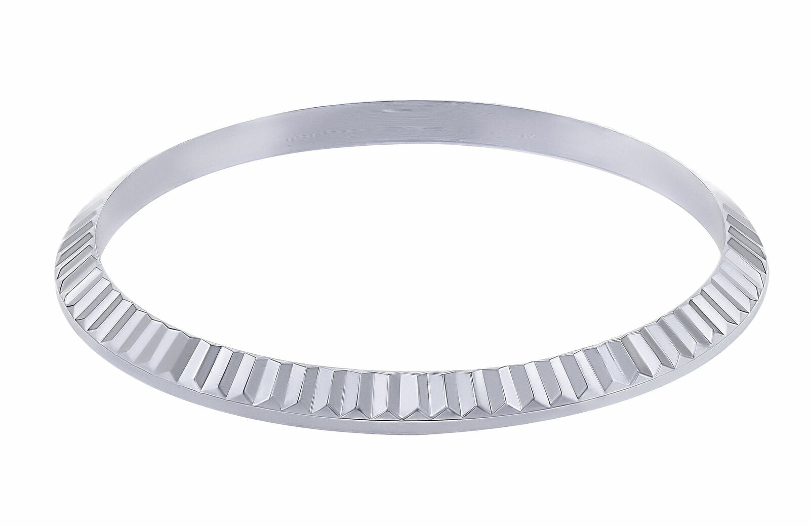 18K WHITE GOLD FLUTED BEZEL FOR ROLEX DATEJUST 116200, 116234, 116244, 116264