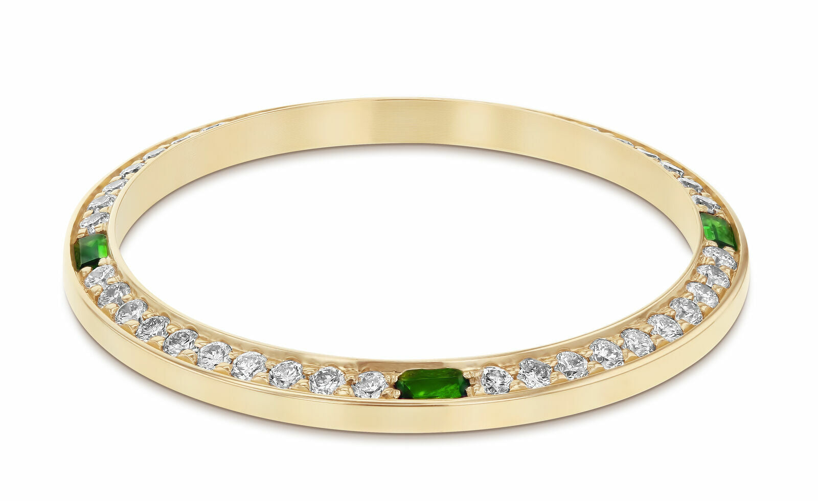 1CT BEAD SET DIAMOND BEZEL FOR ROLEX 31MM DATEJUST WITH 4 EMERALDS YELLOW GOLD