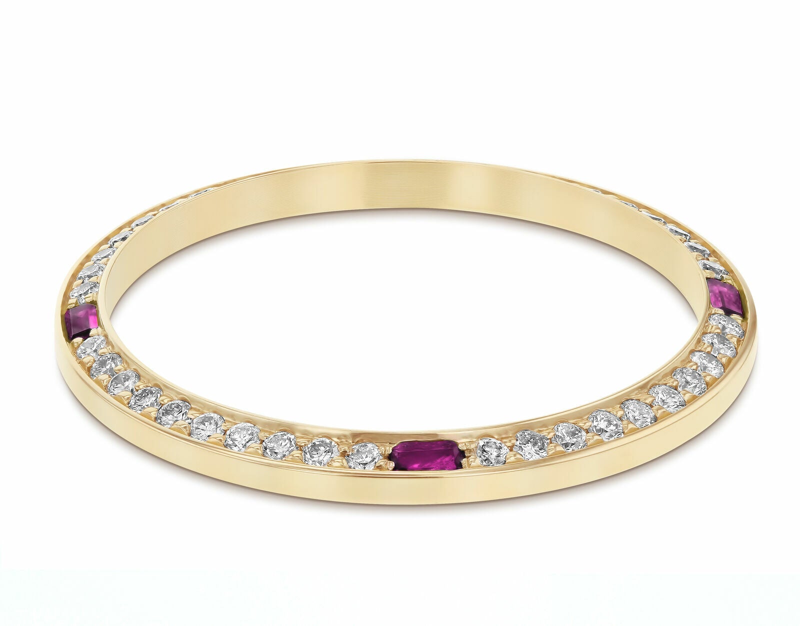 YELLOW GOLD 1CT BEAD SET DIAMOND BEZEL FOR ROLEX 31MM DATEJUST WITH 4 RUBIES