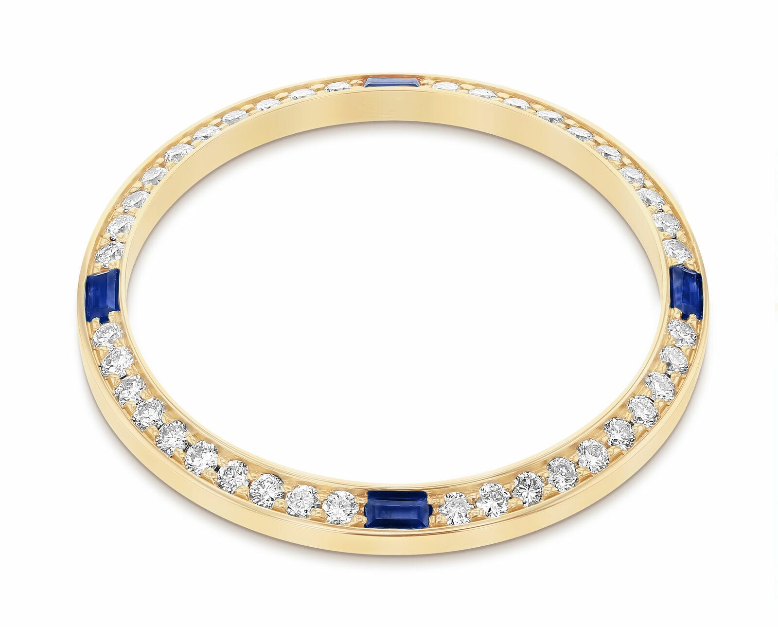 1CT BEAD SET DIAMOND BEZEL FOR ROLEX 31MM DATEJUST WITH 4 CORNER SAPPHIRES YG