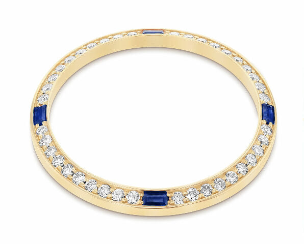 1CT BEAD SET DIAMOND BEZEL FOR ROLEX 31MM DATEJUST WITH 4 CORNER SAPPHIRES YG