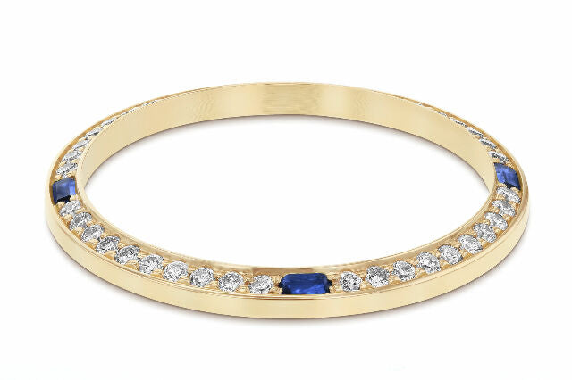 1CT BEAD SET DIAMOND BEZEL FOR ROLEX 31MM DATEJUST WITH 4 CORNER SAPPHIRES YG