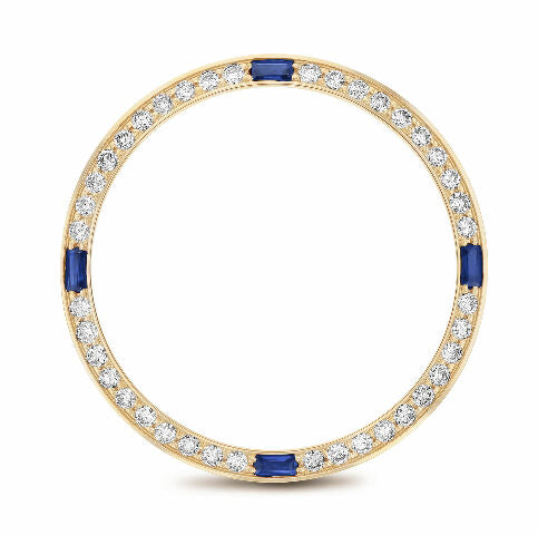 1CT BEAD SET DIAMOND BEZEL FOR ROLEX 31MM DATEJUST WITH 4 CORNER SAPPHIRES YG