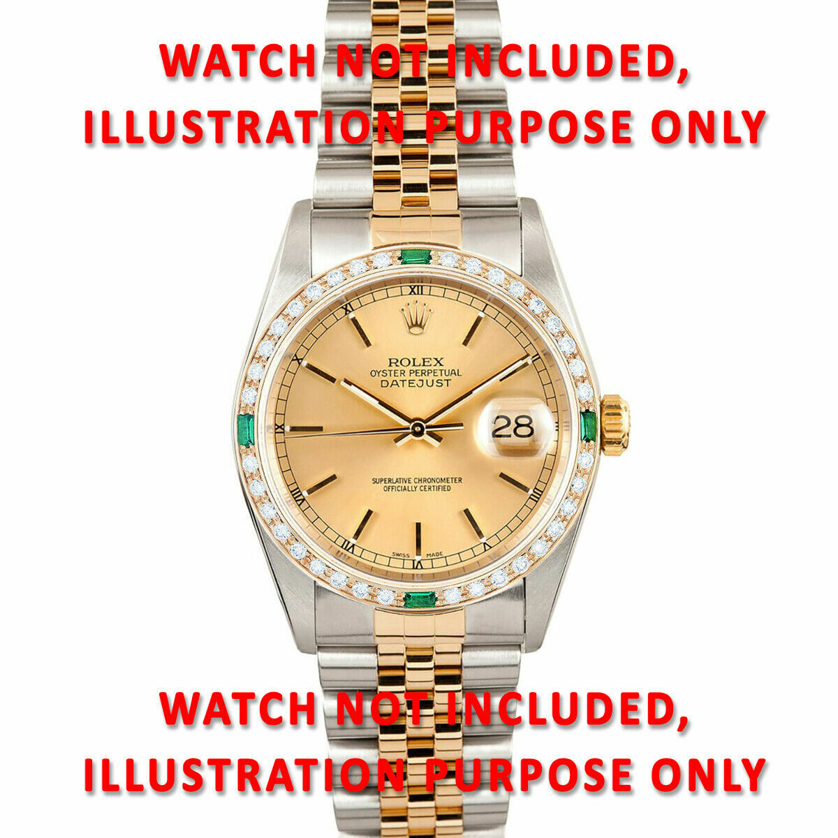 .90CT YELLOW BEAD NATURAL DIAMOND BEZEL ROLEX DATE EMERALDS 15233 15037 15038