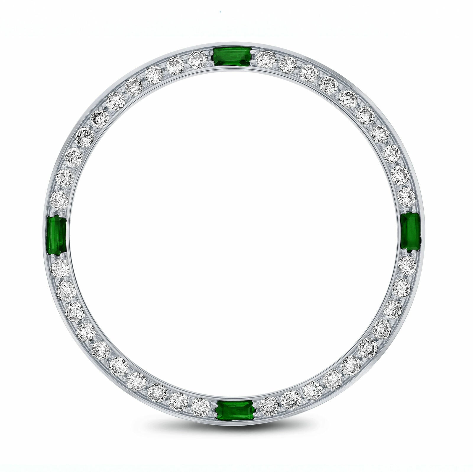 1CT BEAD SET DIAMOND BEZEL FOR ROLEX 31MM DATEJUST WITH 4 EMERALDS WHITE GOLD