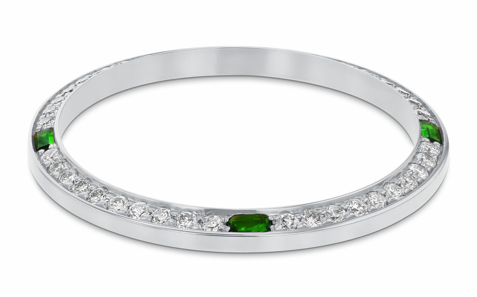 1CT BEAD SET DIAMOND BEZEL FOR ROLEX 31MM DATEJUST WITH 4 EMERALDS WHITE GOLD