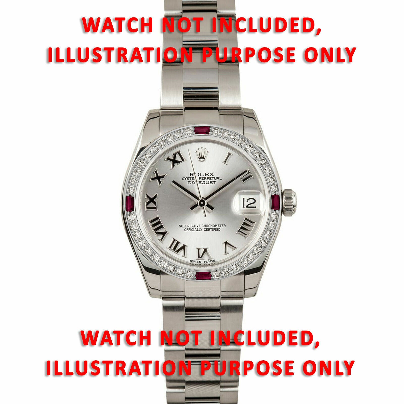 1CT BEAD SET DIAMOND BEZEL FOR ROLEX 31MM DATEJUST WITH 4 CORNER RUBIES WG