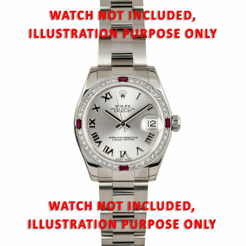 1CT BEAD SET DIAMOND BEZEL FOR ROLEX 31MM DATEJUST WITH 4 CORNER RUBIES WG