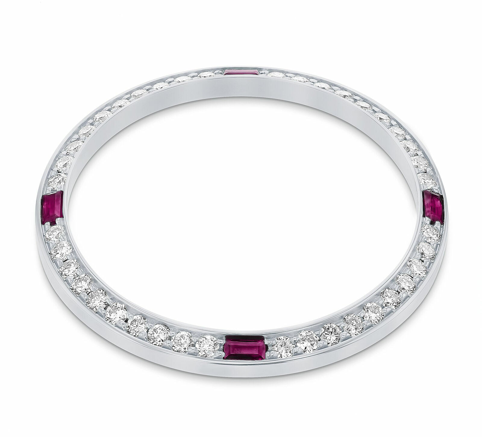 1CT BEAD SET DIAMOND BEZEL FOR ROLEX 31MM DATEJUST WITH 4 CORNER RUBIES WG