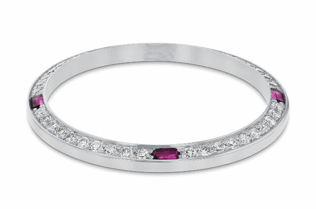 1CT BEAD SET DIAMOND BEZEL FOR ROLEX 31MM DATEJUST WITH 4 CORNER RUBIES WG