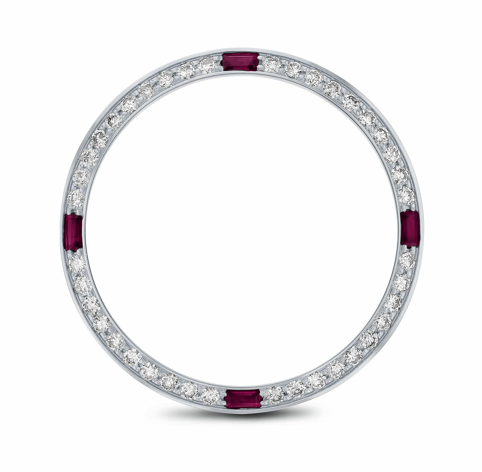 1CT BEAD SET DIAMOND BEZEL FOR ROLEX 31MM DATEJUST WITH 4 CORNER RUBIES WG