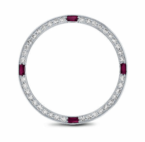 1CT BEAD SET DIAMOND BEZEL FOR ROLEX 31MM DATEJUST WITH 4 CORNER RUBIES WG