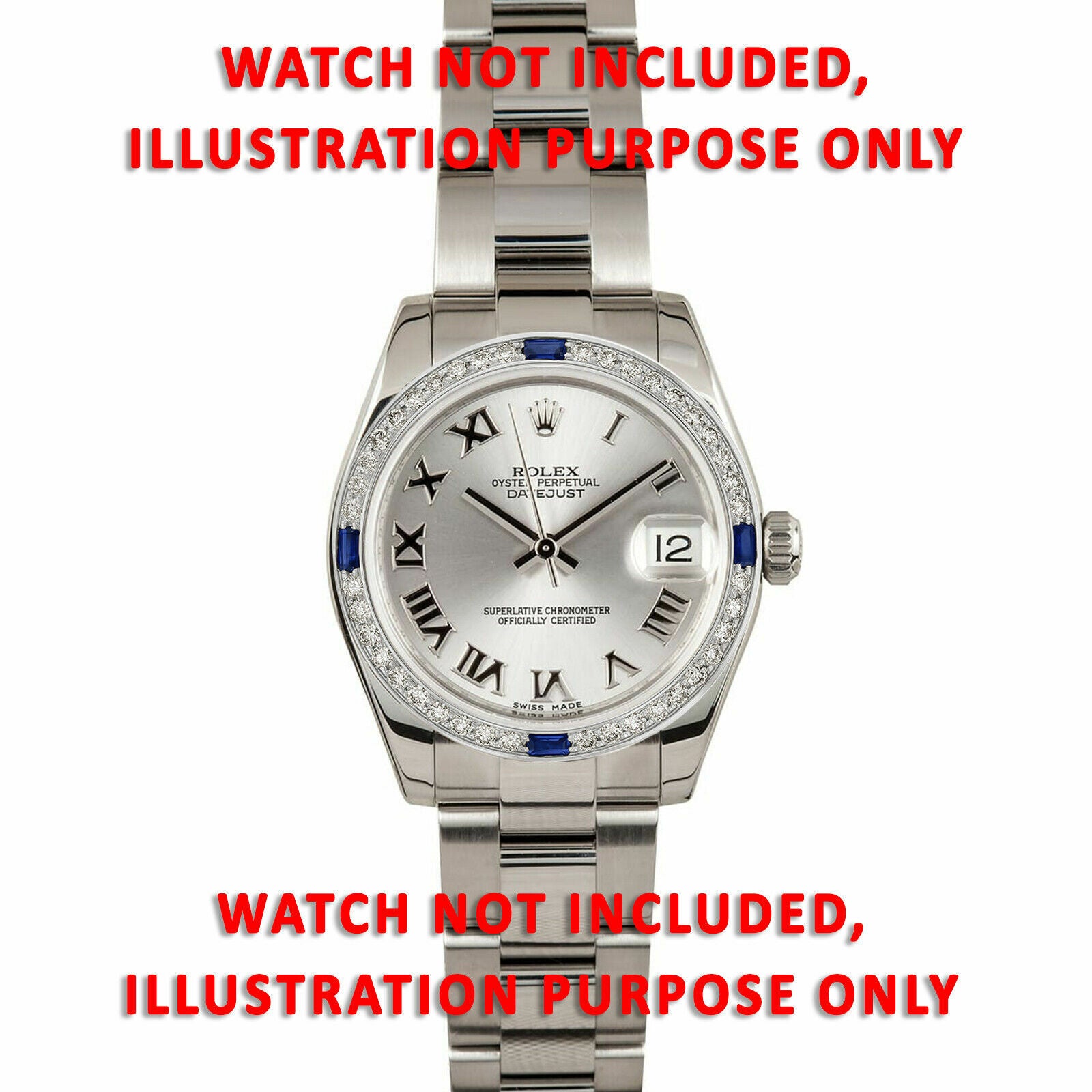 1CT BEAD SET DIAMOND BEZEL FOR ROLEX 31MM DATEJUST WITH 4 CORNER SAPPHIRES WG