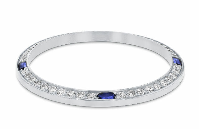 1CT BEAD SET DIAMOND BEZEL FOR ROLEX 31MM DATEJUST WITH 4 CORNER SAPPHIRES WG