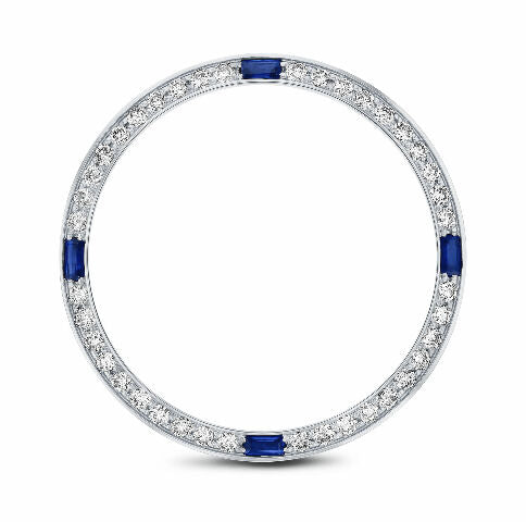 1CT BEAD SET DIAMOND BEZEL FOR ROLEX 31MM DATEJUST WITH 4 CORNER SAPPHIRES WG