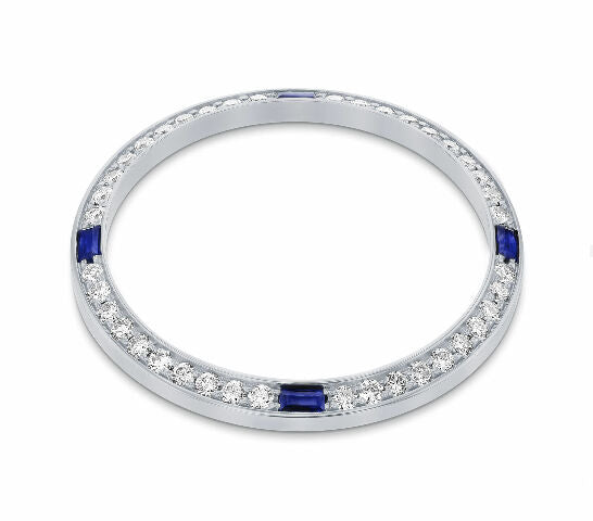 1CT BEAD SET DIAMOND BEZEL FOR ROLEX 31MM DATEJUST WITH 4 CORNER SAPPHIRES WG