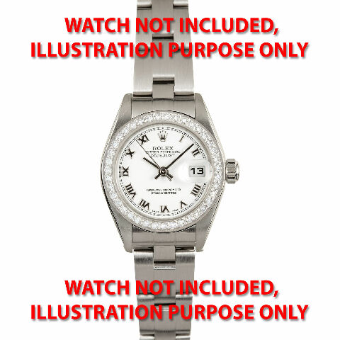LADIES .85CT BEAD SET DIAMOND BEZEL FOR ROLEX 26MM DATEJUST, PRESIDENT WG