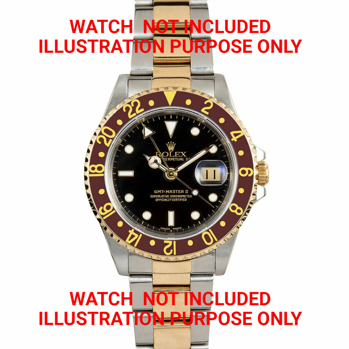 INSERT, RETAINING, 18K BEZEL FOR ROLEX GMT MASTER 2 16760 REAL GOLD BROWN