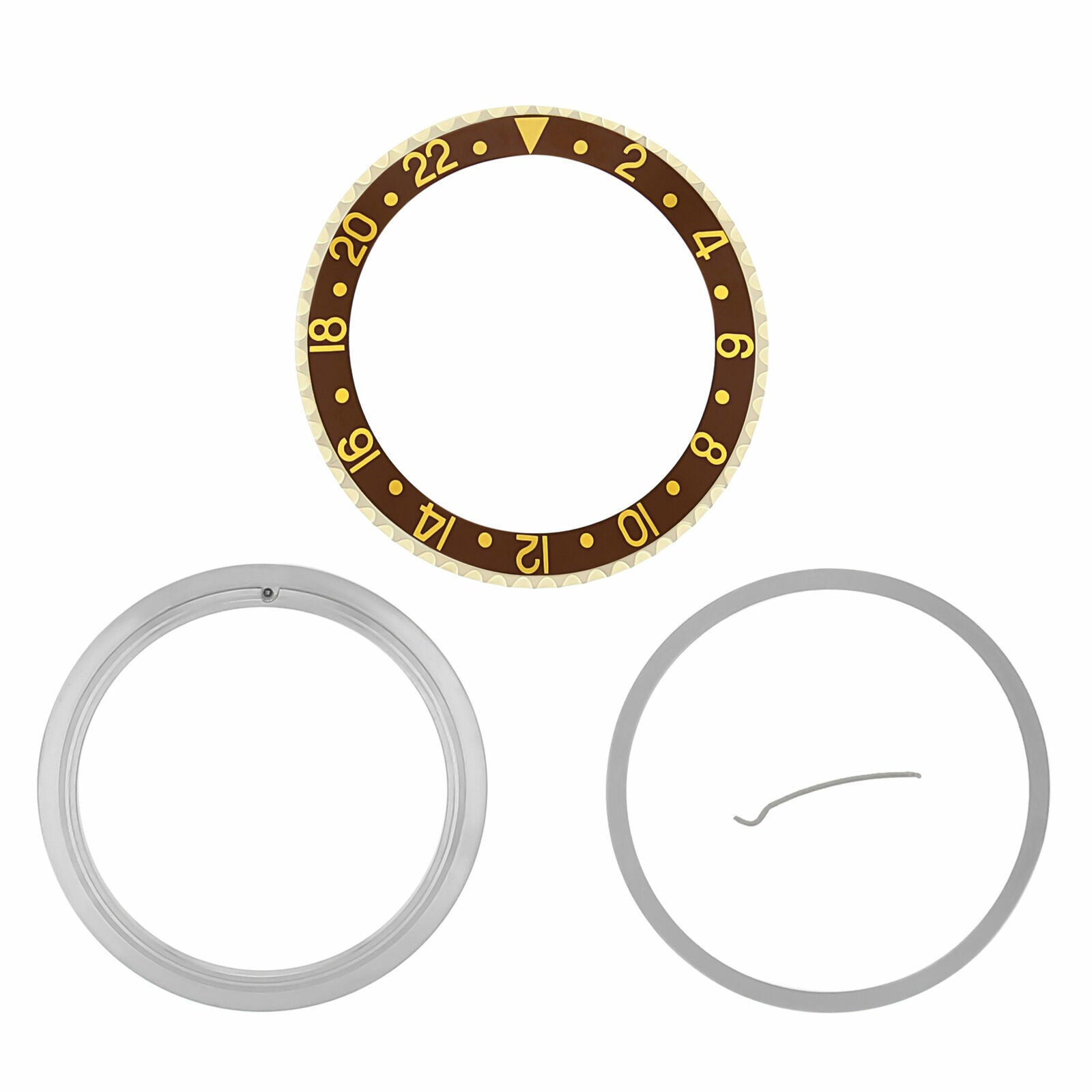 INSERT, RETAINING, 18K BEZEL FOR ROLEX GMT MASTER 2 16760 REAL GOLD BROWN