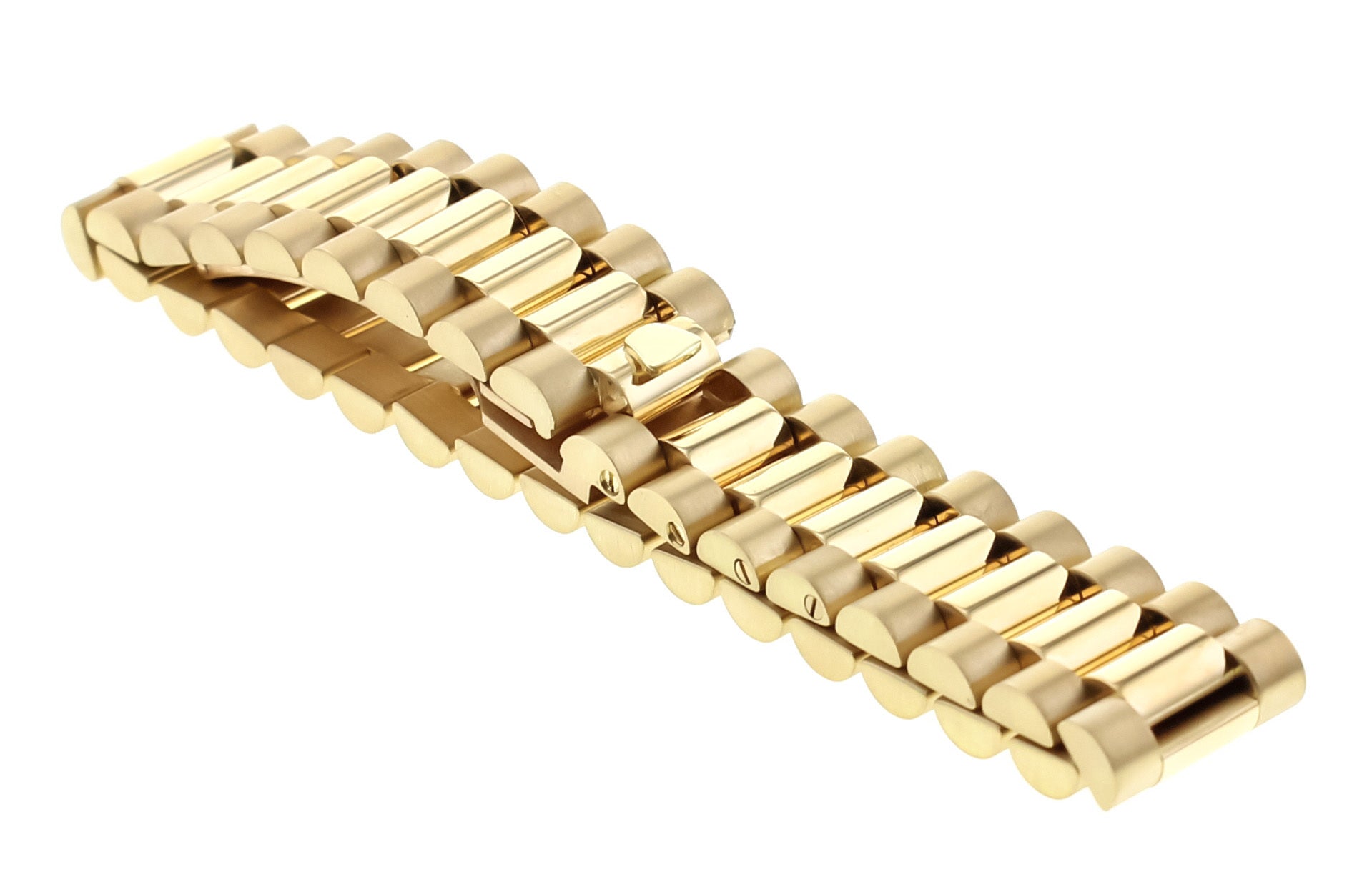 16MM 18K YELLOW GOLD PRESIDENT STYLE WRIST BRACELET FITS 8 INCH WRIST