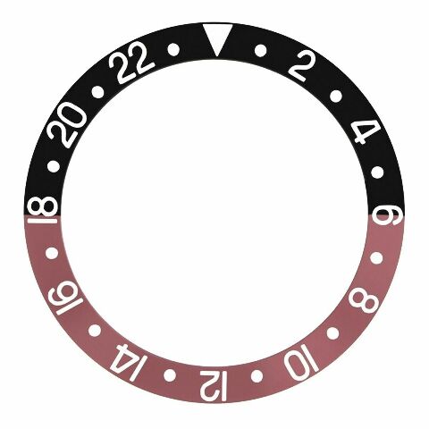 REPLACEMENT BEZEL INSERT FADED BLACK/RED COKE FOR WATCH 37.80MM X 30.20MM