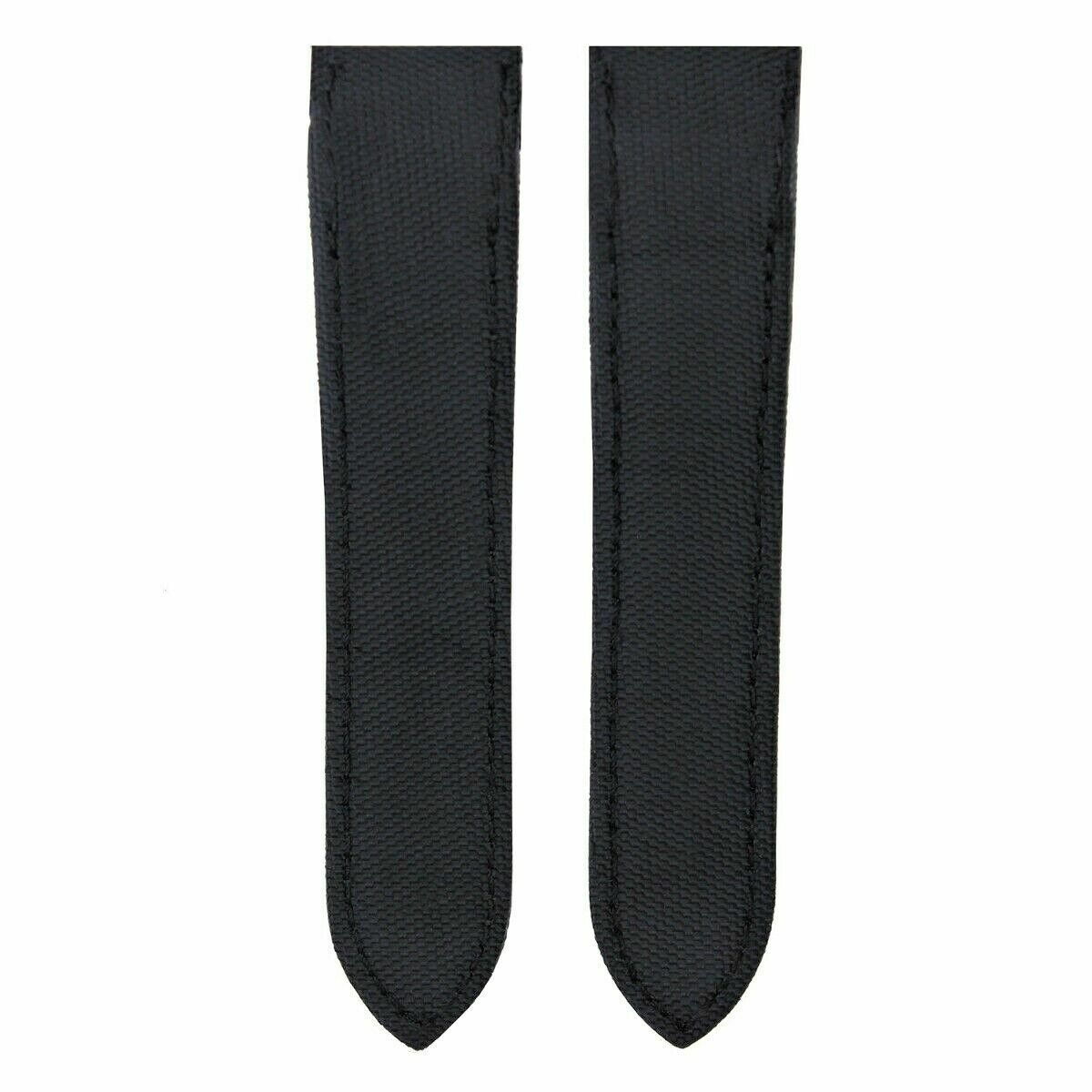 SCREW + 24.5MM TOILE BAND STRAP FOR CARTIER SANTOS 100 CHRONO XL WATCH BLACK