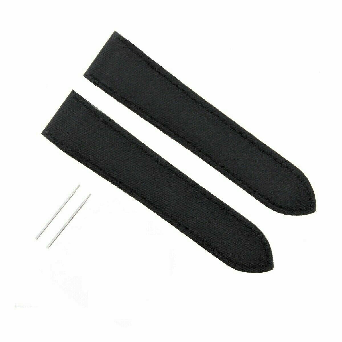 SCREW + 24.5MM TOILE BAND STRAP FOR CARTIER SANTOS 100 CHRONO XL WATCH BLACK