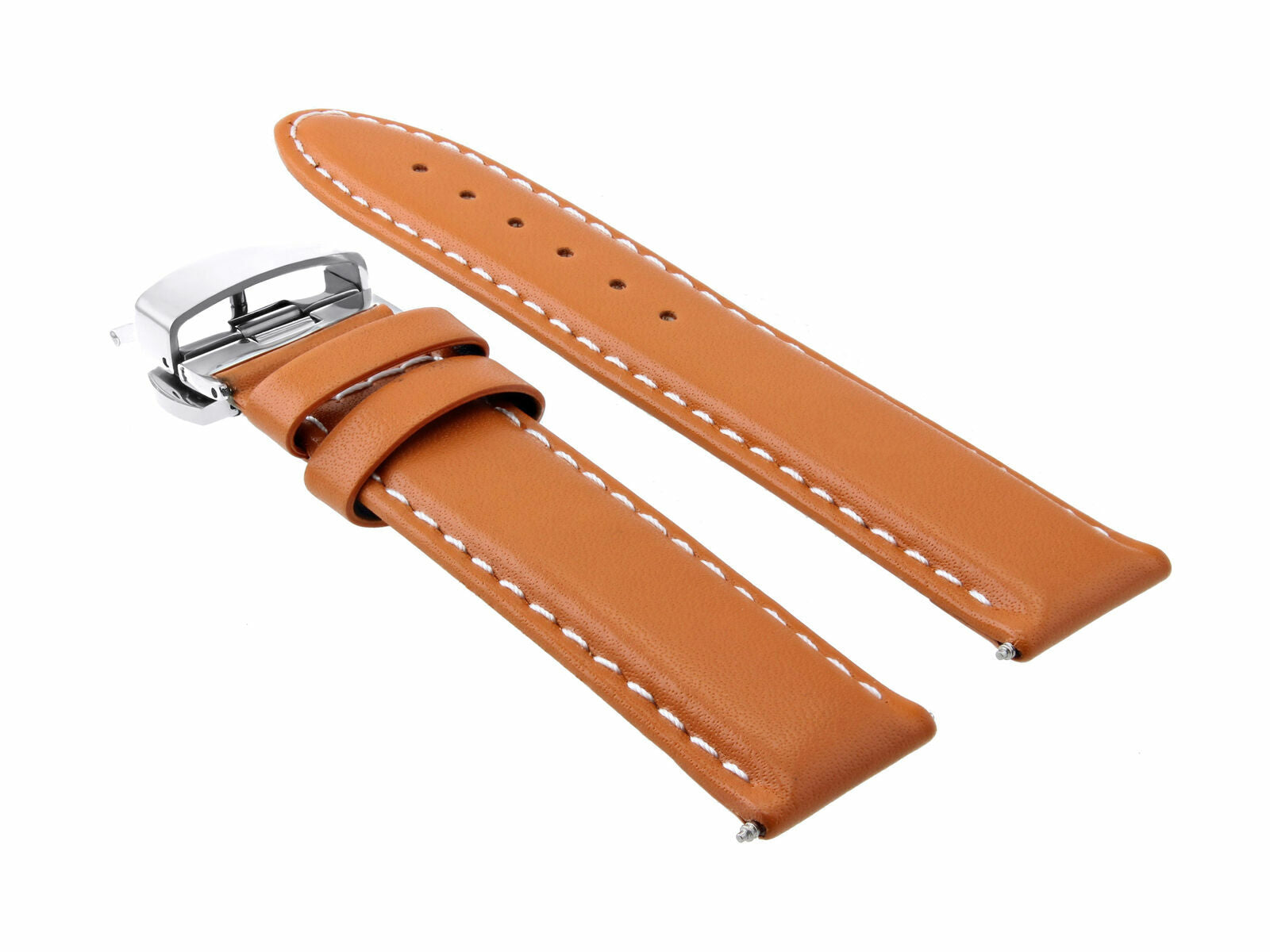 18MM SMOOTH LEATHER WATCH BAND STRAP DEPLOYMENT BUCKLE CLASP FOR OMEGA ORANGE WS