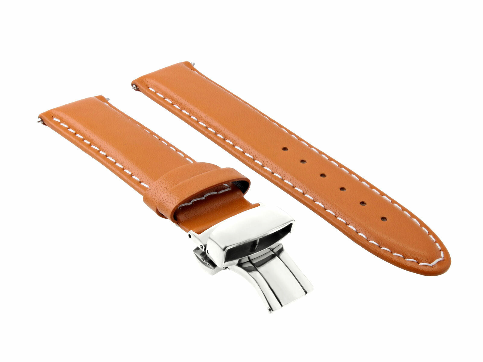 18MM SMOOTH LEATHER WATCH BAND STRAP DEPLOYMENT BUCKLE CLASP FOR OMEGA ORANGE WS