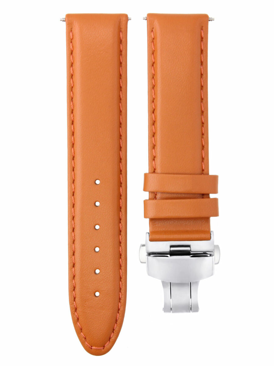 20MM SMOOTH LEATHER WATCH BAND STRAP CLASP FOR OMEGA SEAMASTER PLANET ORANGE
