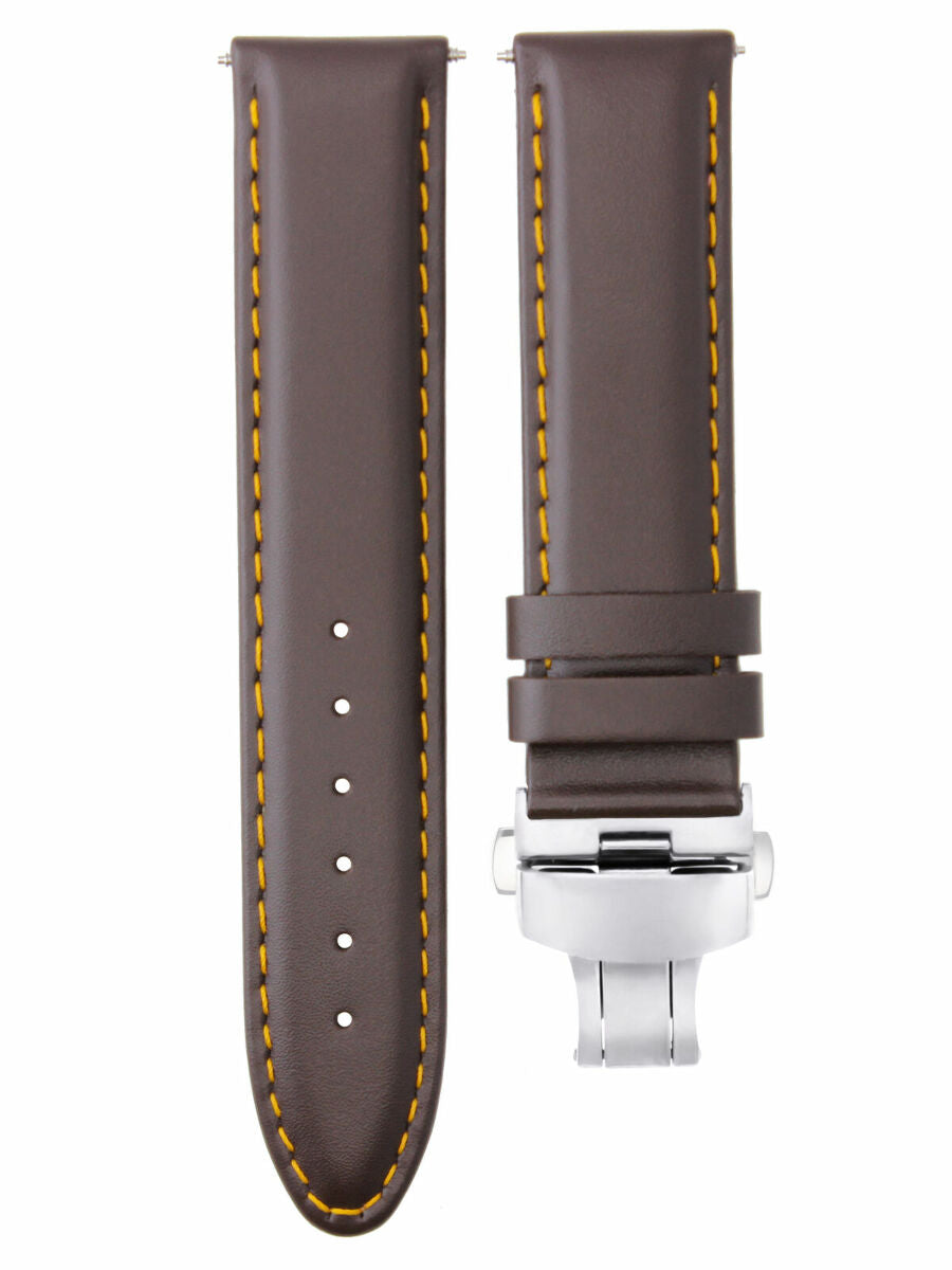 22MM LEATHER BAND STRAP SMOOTH FOR PANERAI LUMINORDEPLOYMENT CLASP D/BROWN OS