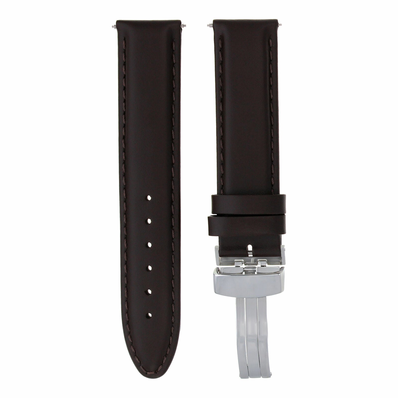 20MM SMOOTH LEATHER WATCH BAND STRAP DEPLOY CLASP FOR BREITLING PILOT D/BROWN WS