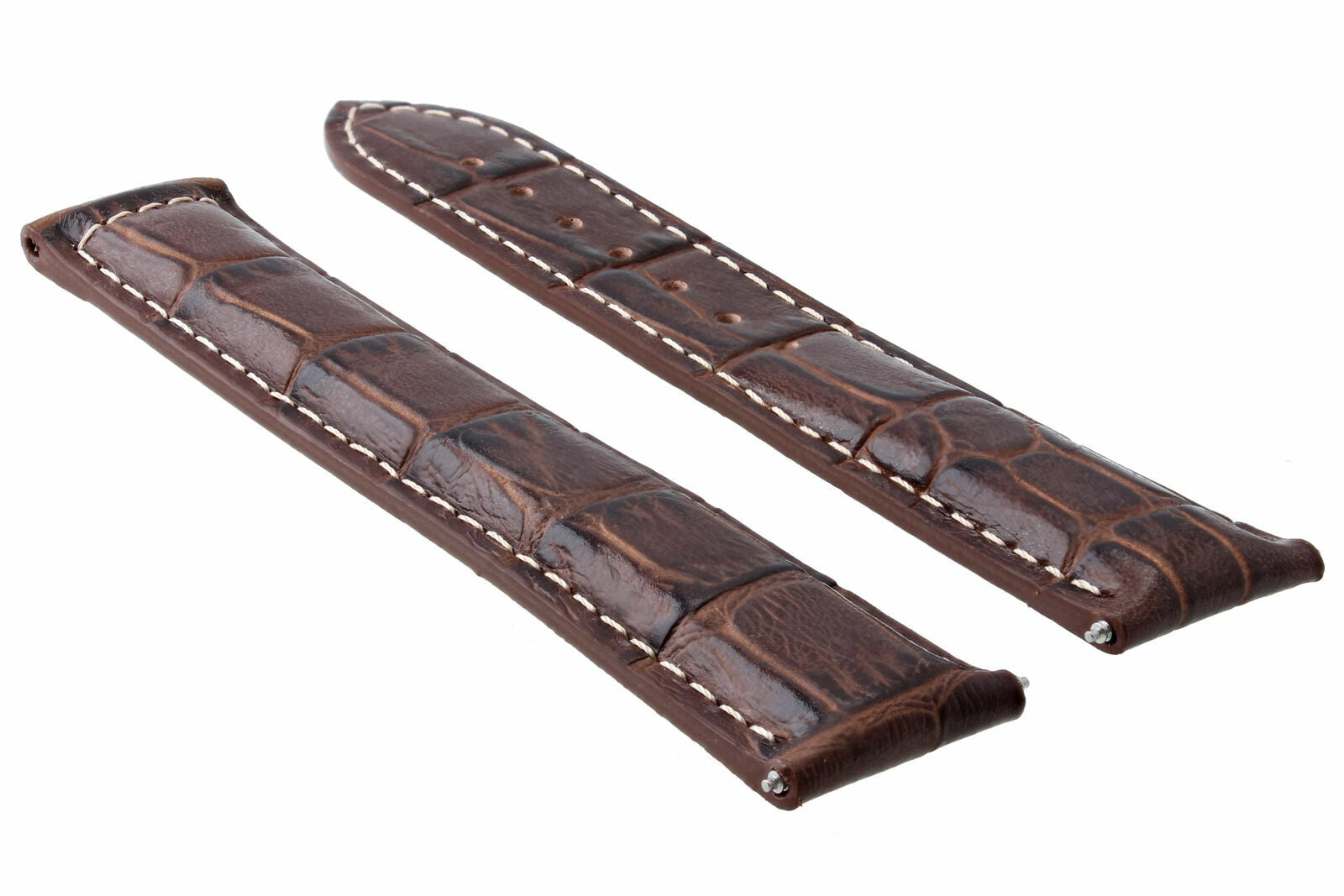 18MM LEATHER WATCH STRAP BAND FOR OMEGA SEAMASTER DEPLOYMENT CLASP L/BROWN WS