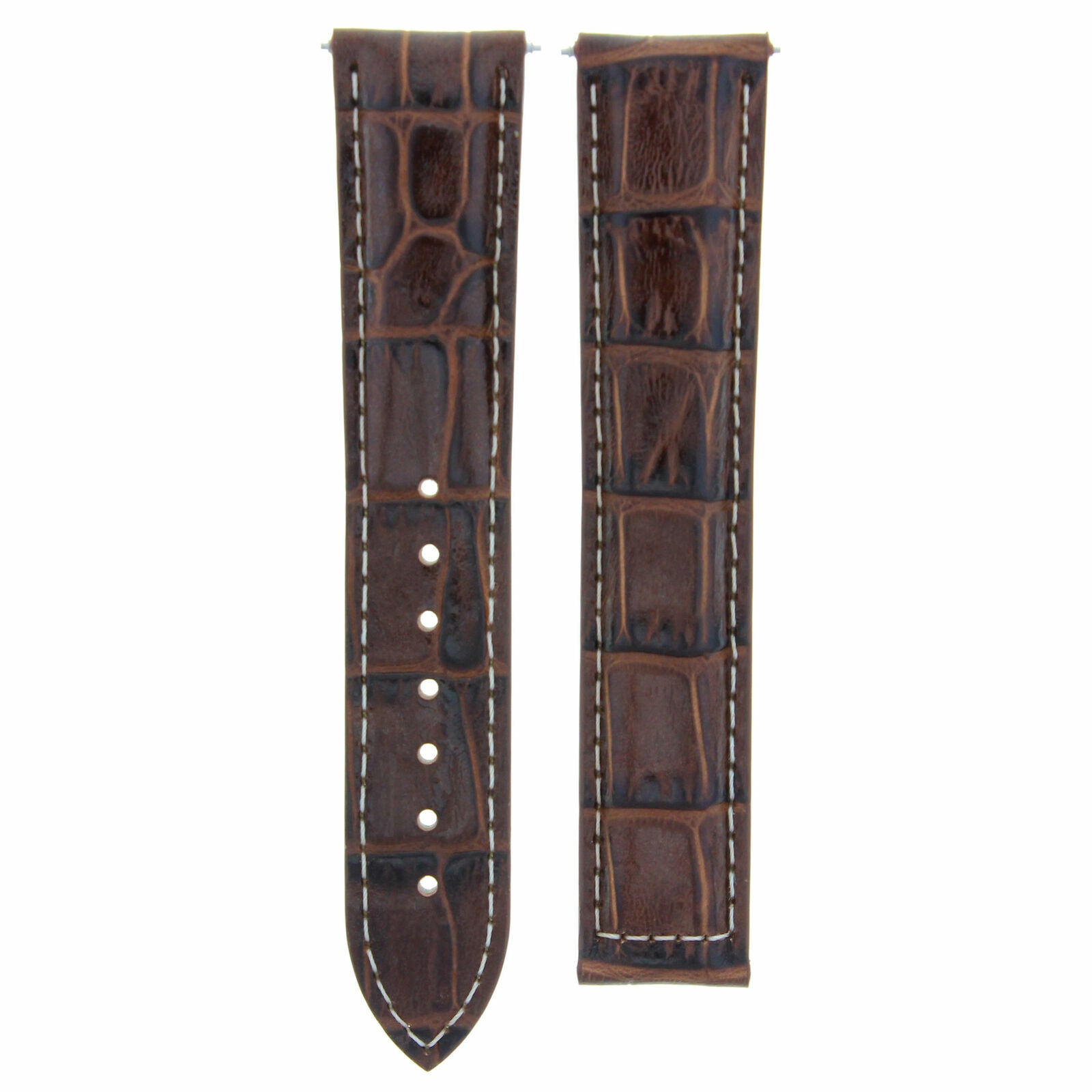 18MM LEATHER WATCH STRAP BAND FOR OMEGA SEAMASTER DEPLOYMENT CLASP L/BROWN WS