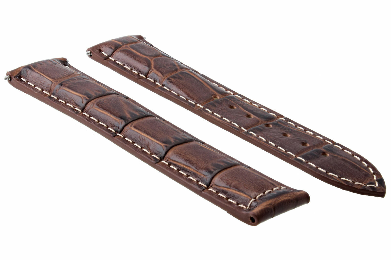 18MM LEATHER WATCH STRAP BAND FOR OMEGA SEAMASTER DEPLOYMENT CLASP L/BROWN WS