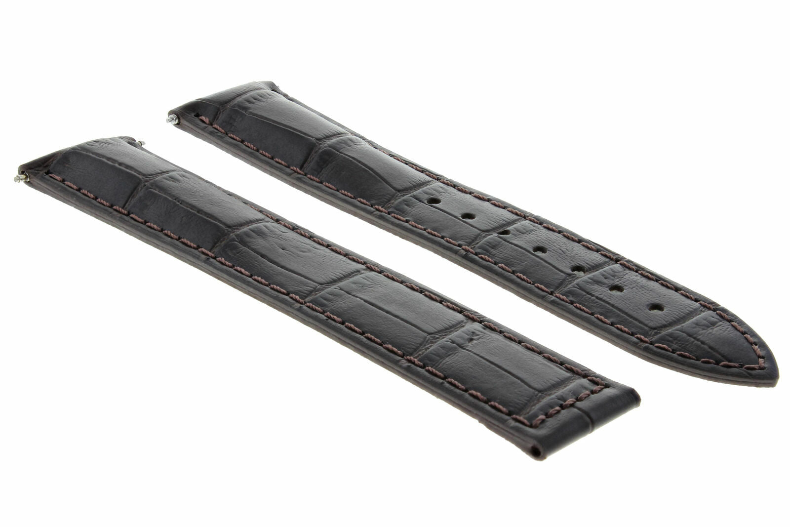 18MM LEATHER WATCH STRAP BAND FOR OMEGA SEAMASTER DEPLOYMENT CLASP DARK BROWN