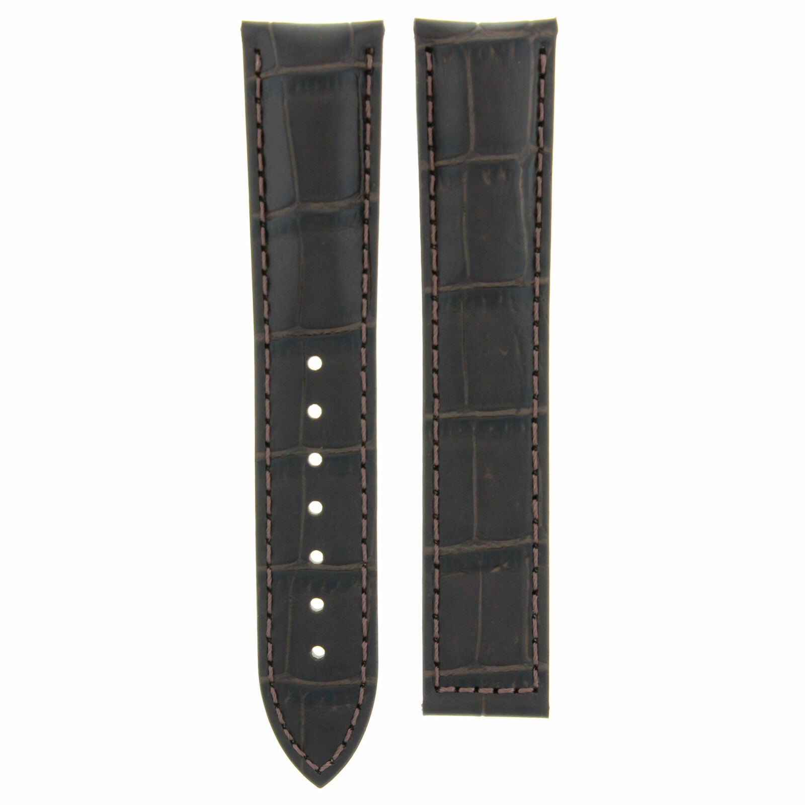 19MM LEATHER WATCH STRAP BAND FOR OMEGA SEAMASTER DEPLOYMENT CLASP DARK BROWN
