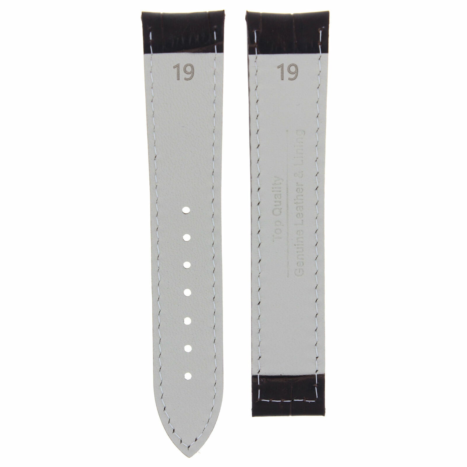 19MM LEATHER WATCH STRAP BAND FOR OMEGA SEAMASTER DEPLOYMENT CLASP DARK BROWN