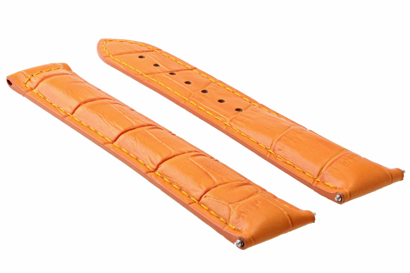 LEATHER WATCH STRAP BAND DEPLOYMENT CLASP FOR 22MM OMEGA SEAMASTER PLANET ORANGE