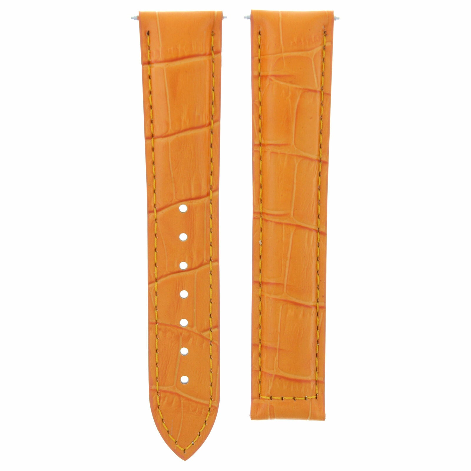 LEATHER WATCH STRAP BAND DEPLOYMENT CLASP FOR 22MM OMEGA SEAMASTER PLANET ORANGE