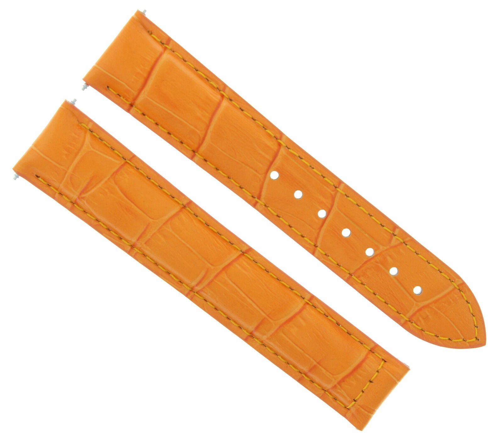 LEATHER WATCH STRAP BAND DEPLOYMENT CLASP FOR 22MM OMEGA SEAMASTER PLANET ORANGE