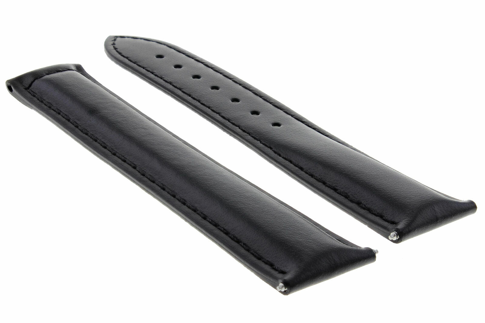 19/16MM LEATHER STRAP WATCH BAND FOR OMEGA SEAMASTER SPEEDMASTER MOOn BLACK
