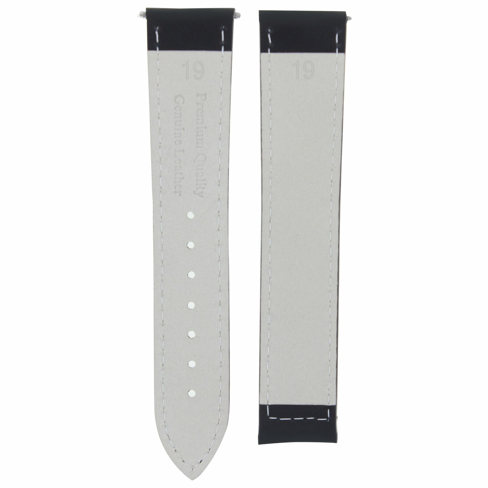 19MM LEATHER STRAP WATCH BAND OMEGA SEAMASTER SPEEDMASTER MOON WATCH BLACK WS