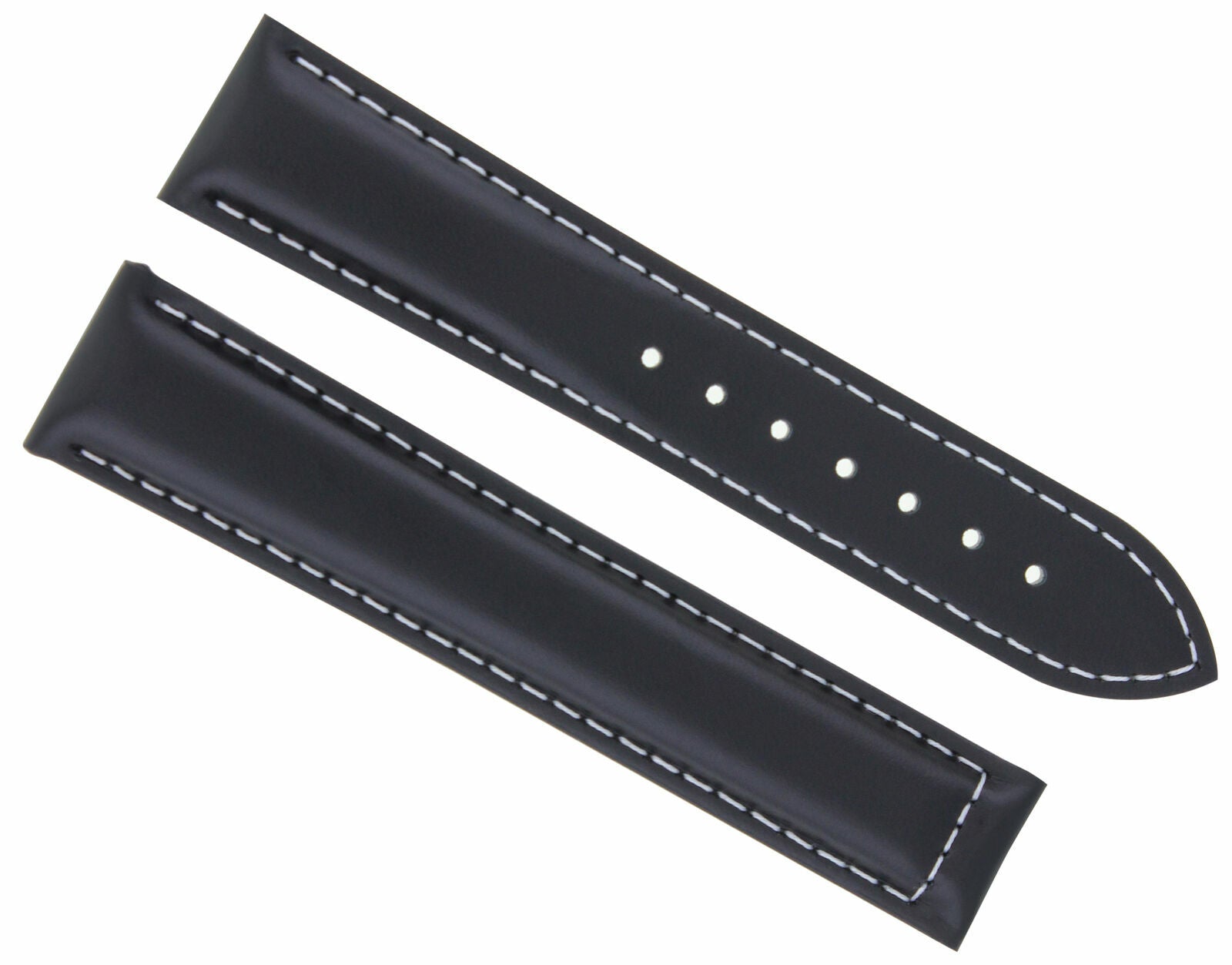 19MM LEATHER STRAP WATCH BAND OMEGA SEAMASTER SPEEDMASTER MOON WATCH BLACK WS