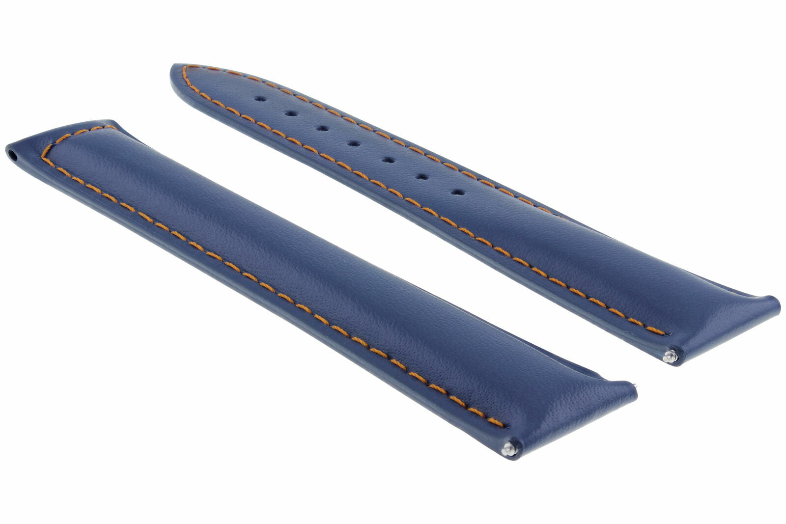 19/16MM LEATHER STRAP WATCH BAND FOR OMEGA SEAMASTER SPEEDMASTER MOON BLUE OS