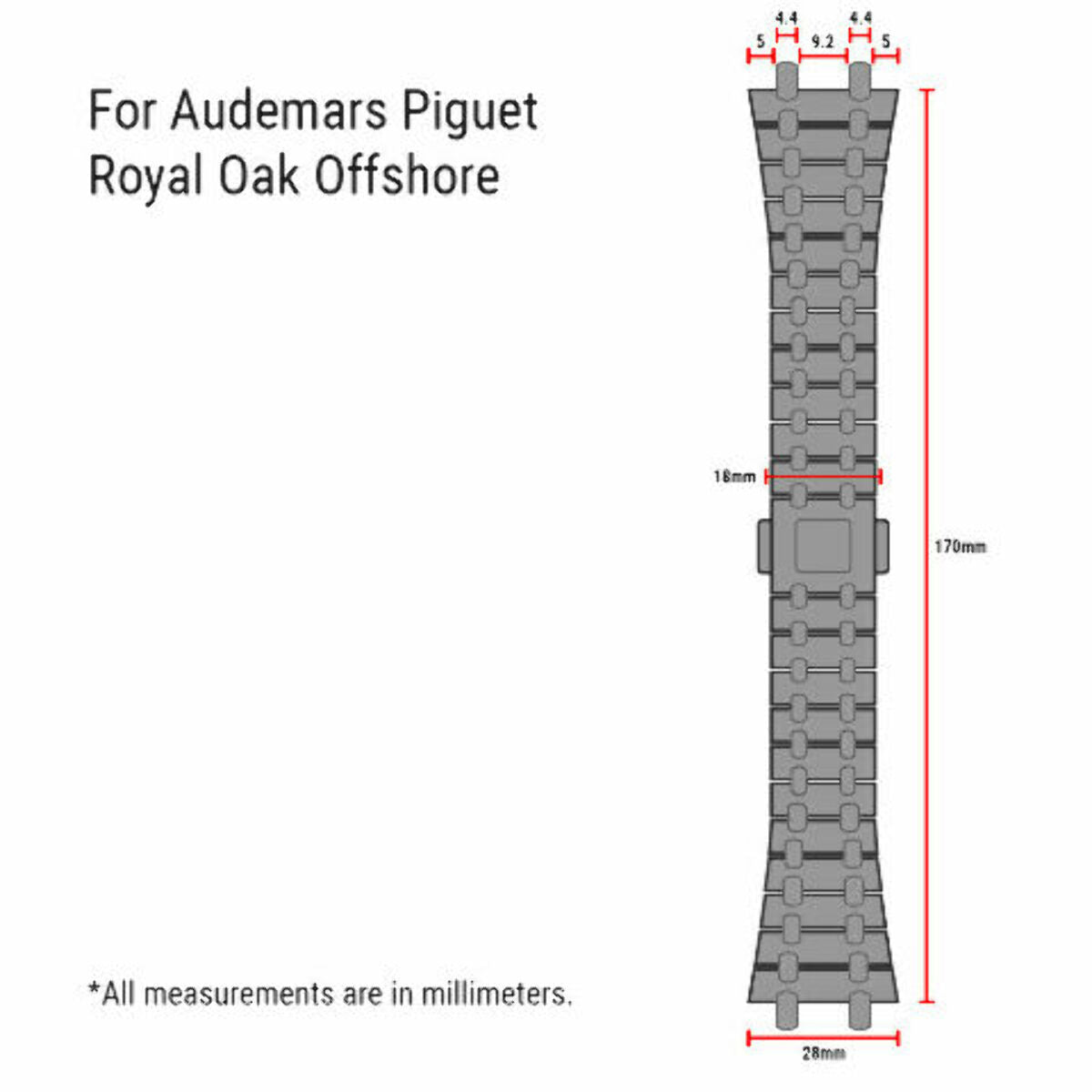 WATCH BAND BRACELET FOR 42MM AUDEMARS PIGUET ROYAL OAK OFFSHORE SAFARI TWO TONE