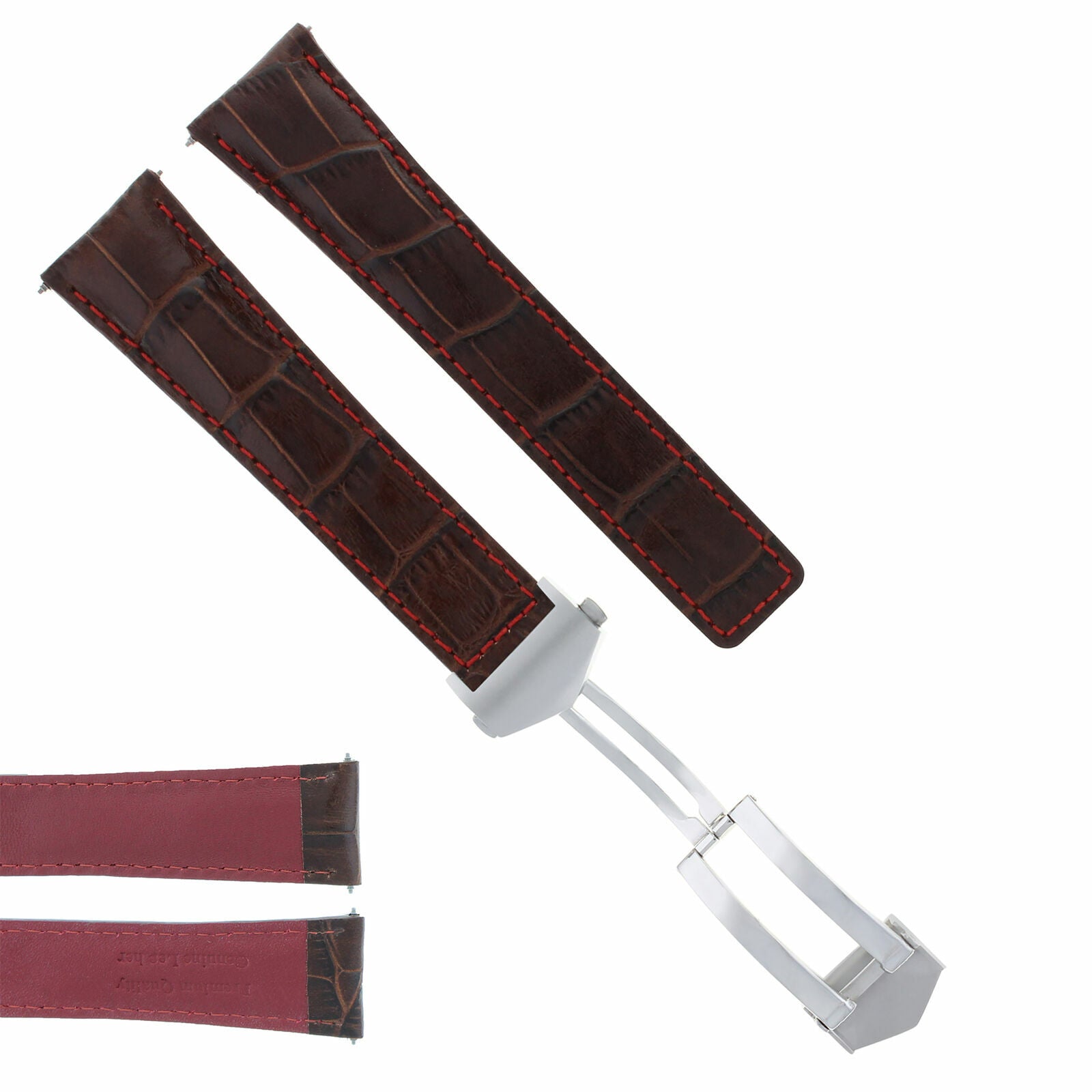 20MM LEATHER BAND STRAP CLASP FOR TAG HEUER CARRERA MONACO BROWN ORANGE STITCH